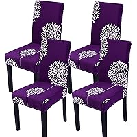 Modern Stretch Dining Chair Covers Removable Washable Spandex Slipcovers for High Chairs Kitchen, Dining Room, Hotel, Ceremony 2/4/6PCS Chair Protective Covers (Purple, Set of 4)