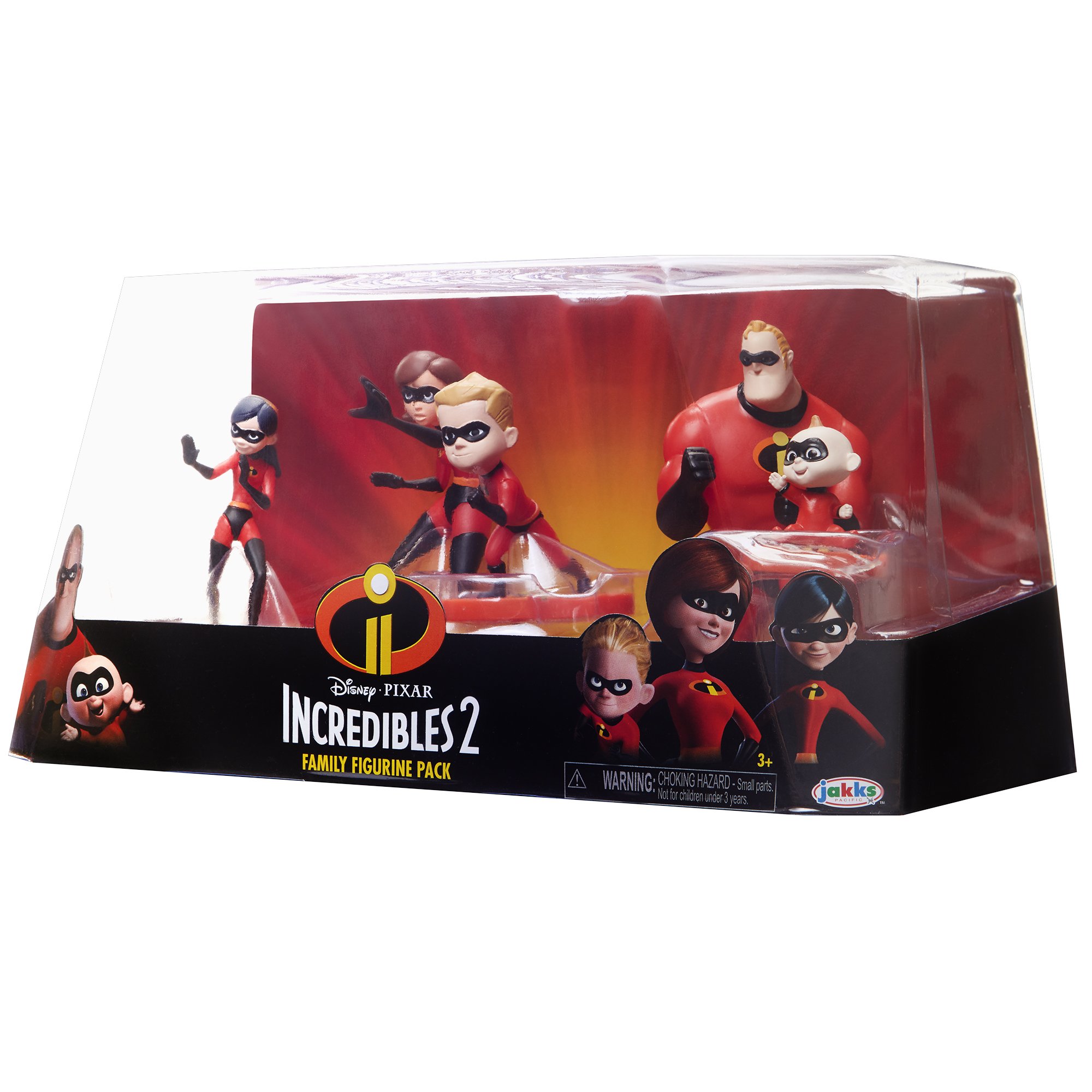 The Incredibles 2, 5 Piece Family Figure Set comes with (Mr./Mrs. Incredible, Violet, Dash, Jack Jack)