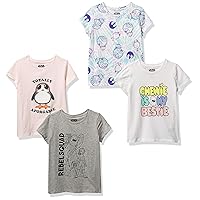 Amazon Essentials Disney | Marvel | Star Wars | Frozen | Princess Girls and Toddlers' Short-Sleeve T-Shirts, Multipacks