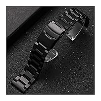 Men's Watchbands 18mm 19mm 20mm 21mm 22mm 23mm 24mm 25mm Stainless Steel Watchband Solid Metal Men Women Strap Bracelet Watch Band Accessories (Band Color : Black, Band Width : 23mm)