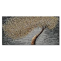 zoinart Modern 3D Oil Paintings Wall Art Hand Painted Gold Tree Paintings Grey Artwork Large Flower Wall Art Home Decorations Abstract Wall Paintings for Living Room Bedroom Wall Decor