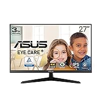 ASUS 27” 4K Eye Care Monitor (VY27UQ) - UHD (3840 x 2160), IPS, HDR10, Adaptive Sync, Eye Care Plus, Display Port, HDMI, Speaker, DisplayWidget, Blue Light Filter, Flicker Free, 3yr Warranty