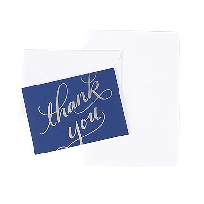 Hallmark Thank You Notes (Silver Foil Script, 40 Cards and Envelopes)