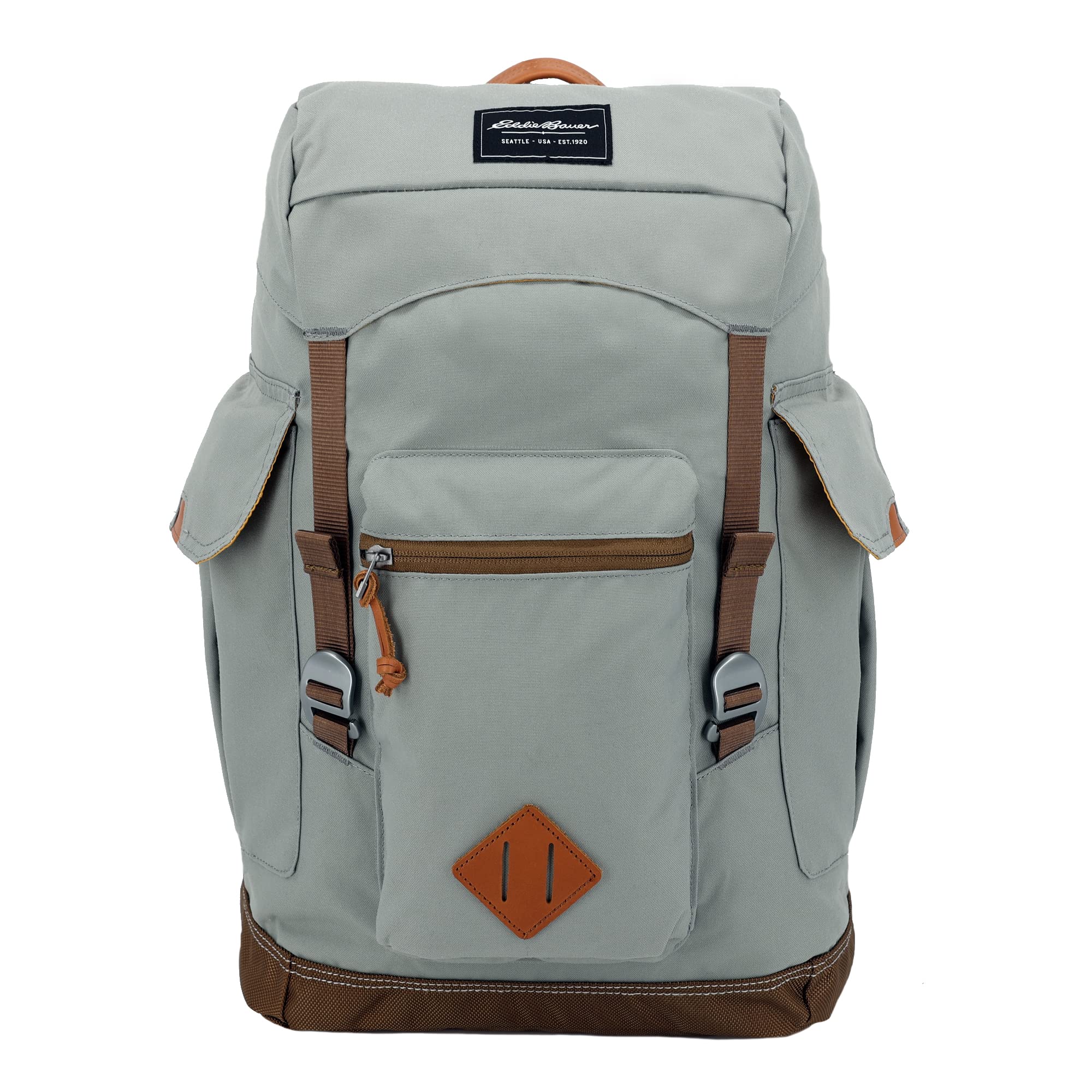 Eddie Bauer Bygone Backpack with Exterior Pockets and Laptop Compatible Sleeve (Multiple Sizes Available), Light Heather Grey, 25L