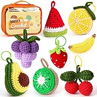 Crochetobe Beginner Crochet Kit - Make Your Own 8 PCS Fruit Crochet, Crochet Kit for Beginners with Step-by-Step Instruction and Video Tutorial, Crochet Starter Kit for Adults Kids(Patent Product)