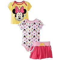 Disney Baby-Girls Newborn Multi Colored Minnie Mouse 3 Piece Skirt Set