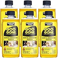 Goo Gone Original - 2 Ounce - Surface Safe Adhesive Remover Safely Removes Stickers Labels Decals Residue Tape Chewing Gum Grease Tar - Pack of 6