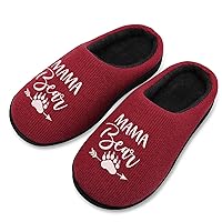Mama Bear Women's Knitted Cotton Slippers Soft Comfort Warm House Casual Shoes