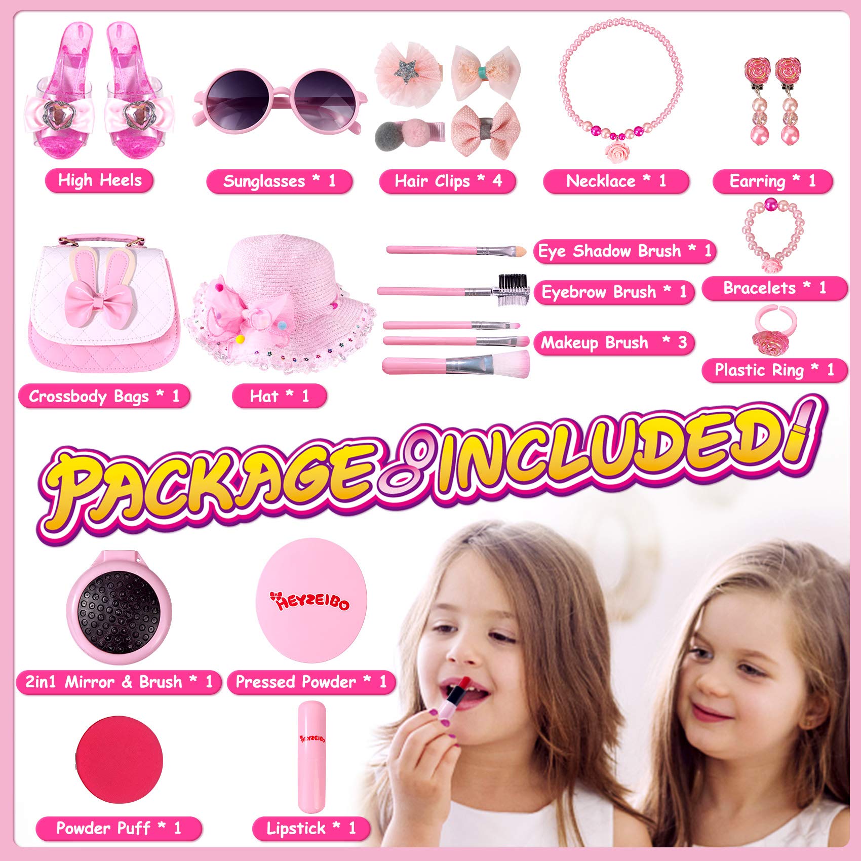 Princess Cosplay Toy for Girls, Dress Up & Pretend Play Costume, Makeup Starter Kit with Stylish Bag, Makeup, Shoes Jewelry for 3-12 Years Old Girls Birthday Halloween Christmas Costumes Fancy Party
