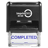 AS-IMP1108B - Completed Stamp with by: & Date:, Blue Ink, Heavy Duty Commerical Self-Inking Rubber Stamp, 9/16