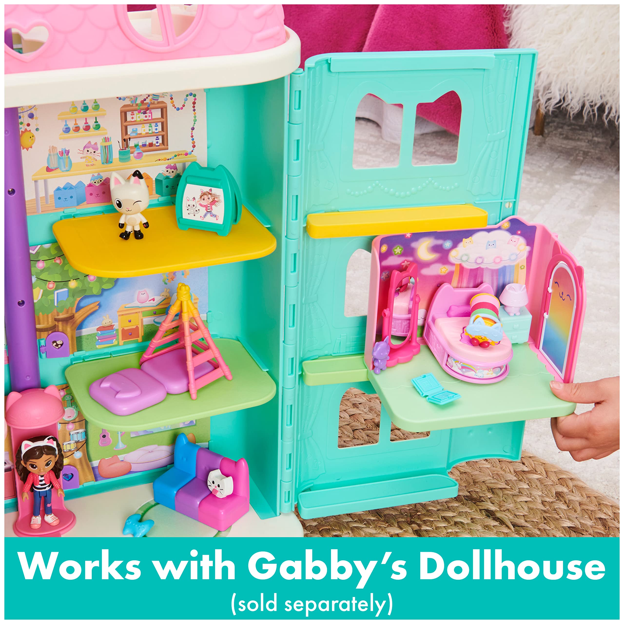 Gabby's Dollhouse, Sweet Dreams Bedroom with Pillow Cat Figure and 3 Accessories, 3 Furniture and 2 Deliveries, Kids Toys for Ages 3 and up