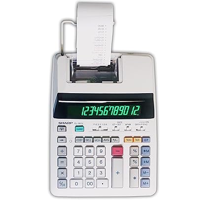Sharp EL-1801V Ink Printing Calculator, Fluorescent Display, AC, Off-White