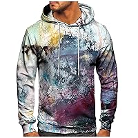 Mens Hoody Plus Size Tie-Dye Sweatshirt For Men 3D Novelty Hoodies Cool Graphic Drawstring Pullover With Pocket