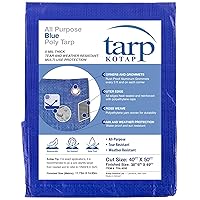 Kotap 40 x 50 Ft. All-Purpose Multi-Use Protection/Coverage 5-mil Poly Tarp, Waterproof, Blue, 1-Pack (TRA-4050)