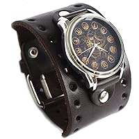 Streempunk Style Watch Unisex Wrist Watch, Quartz Analog Watch with Leather Band