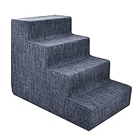 Best Pet Supplies Dog Stairs for Small Dogs & Cats, Foam Pet Steps Portable Ramp for Couch Sofa and High Bed Non-Slip Balanced Indoor Step Support, Paw Safe No Assembly - Dark Gray Linen, 4-Step