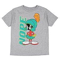 Looney Tunes Boys' Marvin The Martian Character Nope T-Shirt Top Crewneck