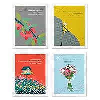 Compendium Positively Green 4-Pack of Thank You Cards – Blooms (Four Different Designs, One Card Each, with Envelopes)