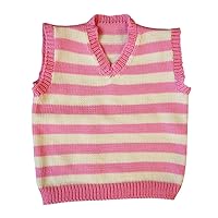 Girl's Striped Vest 2-3 Years Pink/Natural White