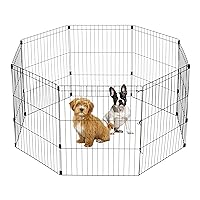IRIS USA Metal Exercise Pet Playpen, Small Medium Dog Secure Fence Portable Easy Assemble Yard Outdoor Camping, 30