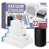 Vacuum Storage Bags with Electric Pump, 22 Combo (3Large/3Jumbo/8Medium/8Small) Space Saver Bags Vacuum Seal Bags with Pump, Space Bags, Vacuum Sealer Bags for Clothes, Comforters, Blankets, Bedding