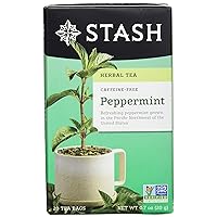 Stash Tea Refreshing Peppermint Herbal Tea - Naturally Caffeine Free, Non-GMO Project Verified Premium Tea with No Artificial Ingredients, 20 Count (Pack of 6) - 120 Bags Total