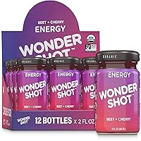Wonder Shot Organic Beet and Cherry Shots for Quick Energy Boost, 2oz (12 Pack) Easy to Drink Beet Juice for High Blood Pressure