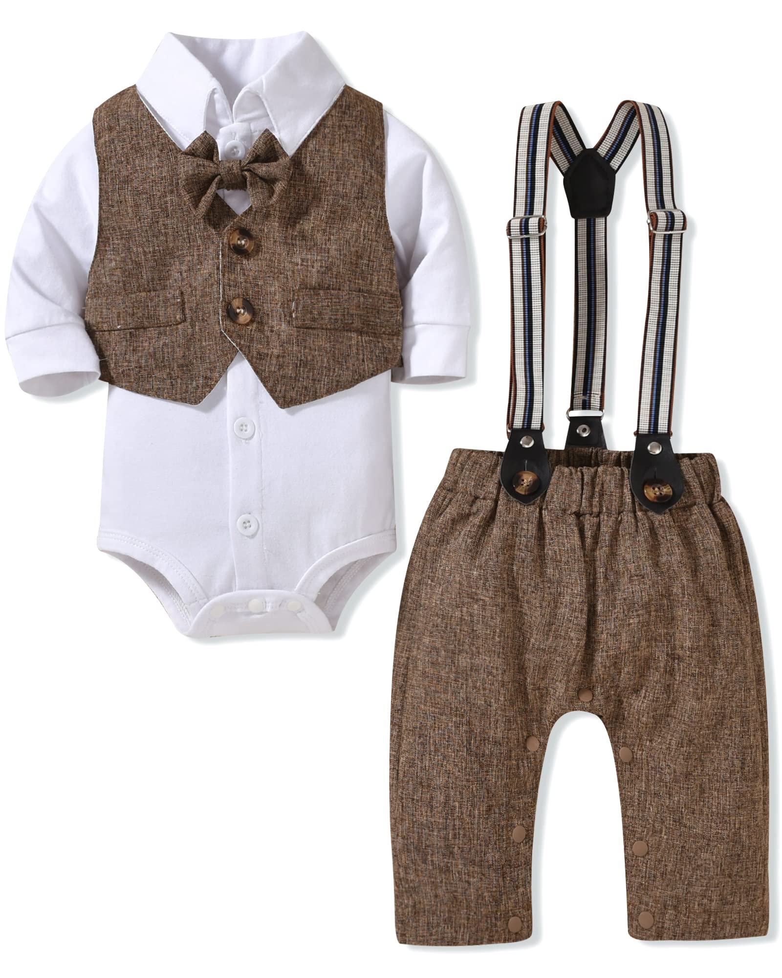 Baby Boys Gentleman Outfit 3 Piece Formal Suit Set with Snaps