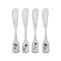 Towle Living Matte Floral Spreader Set, Set of 4, Stainless Steel