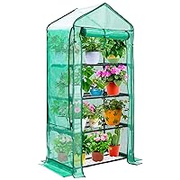Mini Greenhouse with Screen Roof, Ohuhu Upgraded Portable 4 Tier Small Greenhouses for Outdoors Indoor with Reelable Door, Heavy Duty Plastic Green House for Outside Garden Patio Yard Porch Balcony