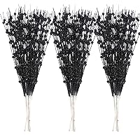 30-Pack Christmas Picks and Sprays Black Artificial Glitter Berry Stems Branches Twigs Sticks Sprigs Christmas Tree Decorations, Ornaments for Garland, Wreath, Flowers and Tree Topper