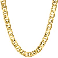 LIFETIME JEWELRY 7mm Mariner Link Chain Necklace 24k Gold Plated for Women & Men