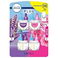 Febreze Odor-Fighting Fade Defy PLUG Air Freshener,Downy April Fresh, Mediterranean Lavender, 87 fl. oz. Oil Refills, 4 Refills (2 of Each)