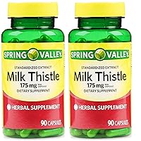 Milk Thistle Capsules 175mg 90 ct Bundle w/ 'No Fluff' Supplement Guide | 2 Pack