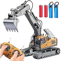 Remote Control Excavator Construction Toys for Boys, RC Excavator Toy with Metal Shovel, 11CH Excavator Toys for Boys 6-7 8-12 Year Old Kids Christmas Birthday Gifts, 2 Rechargeable Batteries