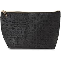 Juicy Couture Women's Cosmetics Bag - Travel Makeup and Toiletries Top Zip Wedge Pouch, Size One Size, Black PU