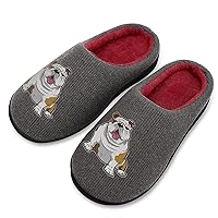 English Bulldog Cute Women's Knitted Cotton Slippers Soft Comfort Warm House Casual Shoes