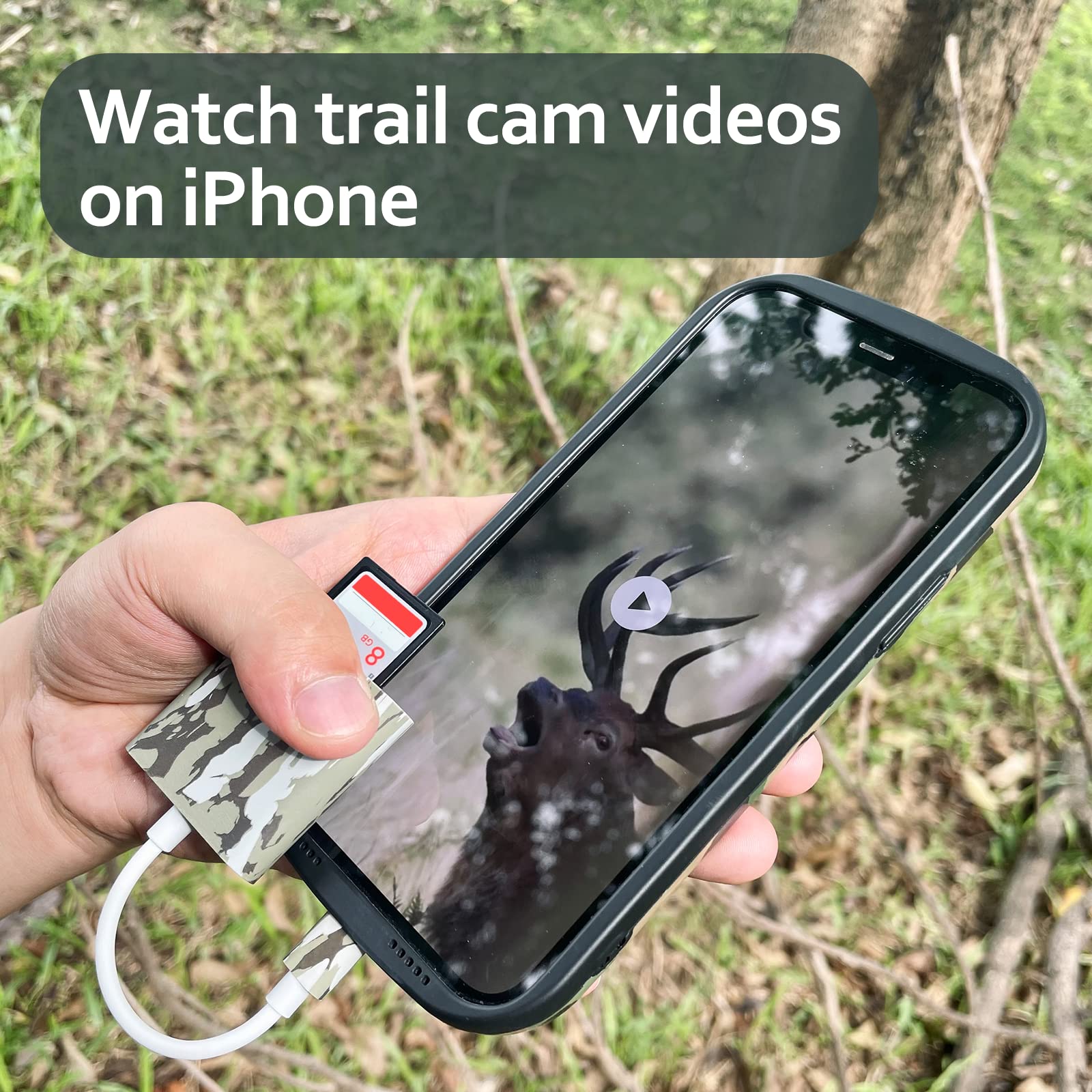 Trail Camera Viewer, Deer Hunting Accessories, Plug & Play SD Card Viewer for Hunters to View Images and Videos from Game Camera for iPhone
