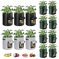 14 Pack Potato Grow Bags 10 Gallon with Flap and Handle(6PCS Non-Woven Fabric and 8PCS PE Material Fabric Pots) for Tomato, Vegetable and Fruits