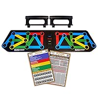 Push Up Board – Multifunctional Color Coded Pushup Board with Push Bars and 3-Week Workout Calendar – Foldable Push Up Board for Men and Women – Portable Strength Training Equipment