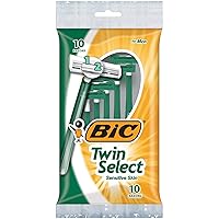 BIC Twin Select, Sensitive Skin, Disposable Shaver for Men, 10-Count