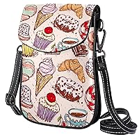 Small Crossbody Bags Delicious Fast Food Meal Leather Cell Phone Purse Wallet for Women Teen Girl