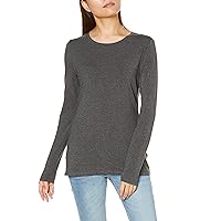 Amazon Essentials Women's Classic-Fit Long-Sleeve Crewneck T-Shirt (Available in Plus Size), Charcoal Heather, Small
