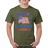 No Biden No Trump 2024 Election T-Shirt President Democrat Republican Vote American Flag FJB Patriotic Men's Tee