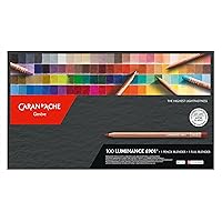 Caran d'Ache Luminance 6901 Box of 100 Individual Coloured, Artists, Colour Coded Pencils & 1 Full & 1 Pencil Blender