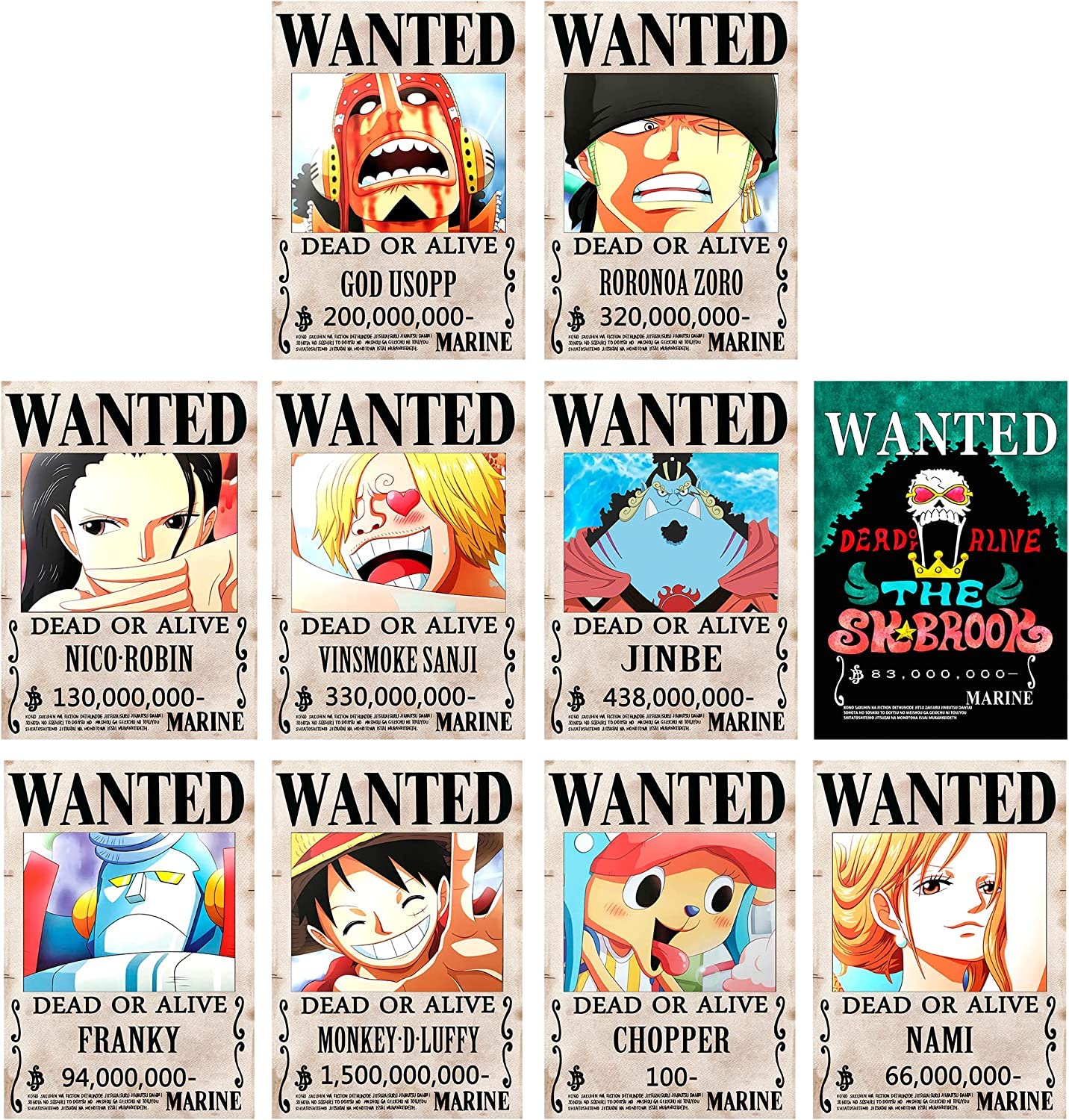 Paper9store One Piece Wanted posters,Anime posters|Set of 21 one piece  Bounty posters for