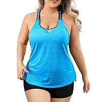 Plus Size Tankini Swimsuits Tops for Women Swim Top Only Tummy Control Bathing Suits Tops Zippered Swimswear