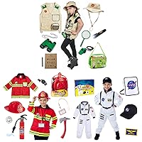 Born Toys Premium Outdoor Explorer Kit, Premium Fireman Costume and Astronaut Costume for Kids for Boys & Girls, Dress up & Pretend Play