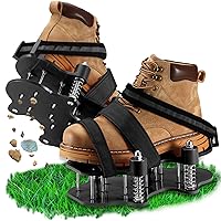 Lawn Aerator Shoes for Grass, Upgraded Aerating Shoe Double-Layer Spring Automatic, Free-Installation Heavy Duty Spiked Aerating Sandals, Aerator Lawn Tool for Yard Patio Garden, Black