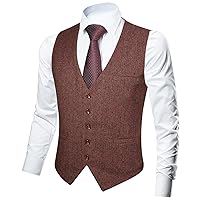 FAIMO Suit Vest for Men Formal, Mens Vest Dress Tweed Waistcoat for Tuxedo Vest for Party Wedding Business(XS-4XL)
